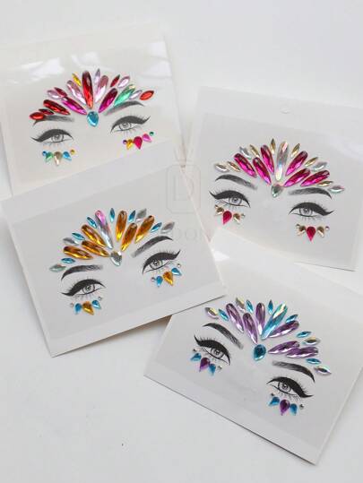 KIT 3 PACOTE Adesivo Para O Rosto Strass Cristais Maquiagem Para Carnaval e Festas