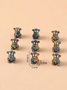 chenming 9入組帶直孔的亞克力小熊珠,非常適合日常穿戴diy項鍊和珠寶製作批發 - 黑色 - 查看 11