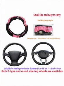 MEIKAXIU 1 chiếc bọc vô lăng bằng da PU thêu 3D đính đá lấp lánh cho xe ô tô 14,5-15 inch, phụ kiện ô tô thoải mái, phong cách và sang trọng - Hồng - Xem 7