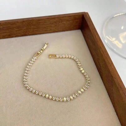 2.5*5mm Horse Eye Cubic Zirconia Tennis Bracelet, Unisex, Simple Style