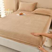 1 tấm ga trải giường vải nỉ dày và mềm, sợi nhỏ, ga trải giường bằng vải nỉ san hô (không có vỏ gối), kết cấu mềm mại, có thể giặt bằng máy/giặt tay, bộ đồ giường thiết yếu cho mùa thu/đông - Cà phê nâu - Xem 8