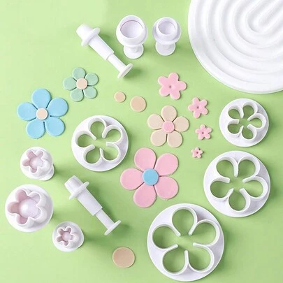 11 件/套聚合物粘土切割模具花朵梅花切割模具 DIY 陶艺雕塑几何图形浮雕造型工具