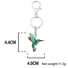 1入組多彩蜂鳥鑰匙扣亞克力珠寶,可愛春季鳥類禮物,適用於女性、女孩,用作錢包、汽車鑰匙環配件 - 綠色 - 查看 6