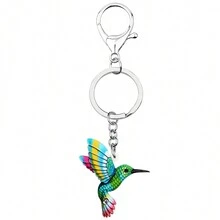 1入組多彩蜂鳥鑰匙扣亞克力珠寶,可愛春季鳥類禮物,適用於女性、女孩,用作錢包、汽車鑰匙環配件 - 綠色 - 查看 3