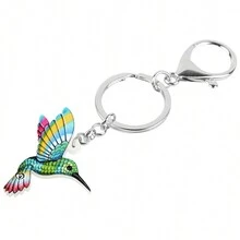 1入組多彩蜂鳥鑰匙扣亞克力珠寶,可愛春季鳥類禮物,適用於女性、女孩,用作錢包、汽車鑰匙環配件 - 綠色 - 查看 4