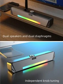 原裝聯想 TS33 有線音箱 360 環繞立體聲家庭影院台式電腦低頻低音炮兼容 USB/3.5 毫米接口 - 黑色 - 查看 4