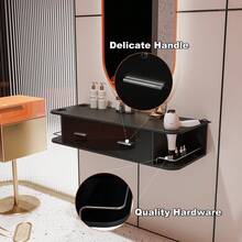 QQD Barber Station Wall Mount Salon Hair Styling Beauty Spa Equipment With 2 Drawers And 2 Open Shelves - màu đen - Xem 7