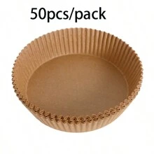 50/100/150/200入空氣炸鍋（圓形/方形）一次性紙面板，廚房配件，不粘磁光紙，空氣炸鍋配件，防油防水，烘焙烤箱微波爐用紙托盤 - 黃色 - 查看 8