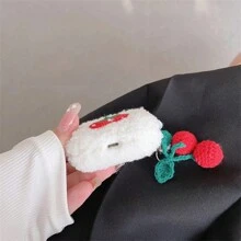 Modisch Plüsch Kirsche Entworfen Ohrhörer Etui mit Anhänger, kompatibel zu Airpods1/2/Airpods ( 2. Generation ) Kabelloser Kopfhörer mit Hülle mit ( Ohrhörer Nicht enthalten )