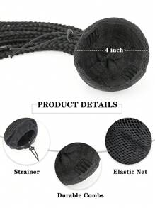 Extension De Queue De Cheval Tressée À Cordon De Serrage Pour Femmes Avec Cheveux 3x Box Braids Longs, Extensions De Cheveux De Queue De Cheval Clip Synthétiques