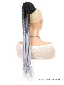 Extension De Queue De Cheval Tressée À Cordon De Serrage Pour Femmes Avec Cheveux 3x Box Braids Longs, Extensions De Cheveux De Queue De Cheval Clip Synthétiques