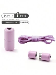 1 双弹力免系带鞋带，带胶囊扣，轻便，时尚，适合运动鞋、运动鞋等。男士运动鞋跑步鞋夏季 - 紫色 - 查看 6