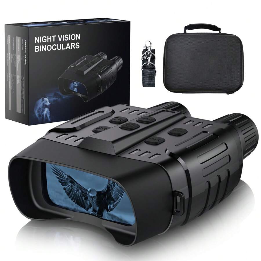 BOOVV 夜視雙筒望遠鏡1280p 984英尺7速數字紅外線夜視雙筒望遠鏡,可在完全黑暗中使用,3"大屏幕帶32g Tf卡拍攝全高清照片和視頻,適用於戶外夜間觀察和狩獵,1入組 - 黑色 - 查看 1