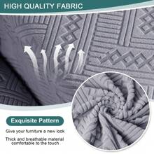 Stretch Recliner Sofa Covers, Reclining Couch Covers With Pockets, Jacquard Reclining Sofa Covers Soft Washable Furniture Protector With Elastic Bottom - 淺灰色 - 查看 6