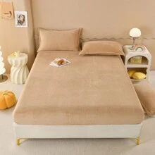 1 tấm ga trải giường vải nỉ dày và mềm, sợi nhỏ, ga trải giường bằng vải nỉ san hô (không có vỏ gối), kết cấu mềm mại, có thể giặt bằng máy/giặt tay, bộ đồ giường thiết yếu cho mùa thu/đông - Cà phê nâu - Xem 2
