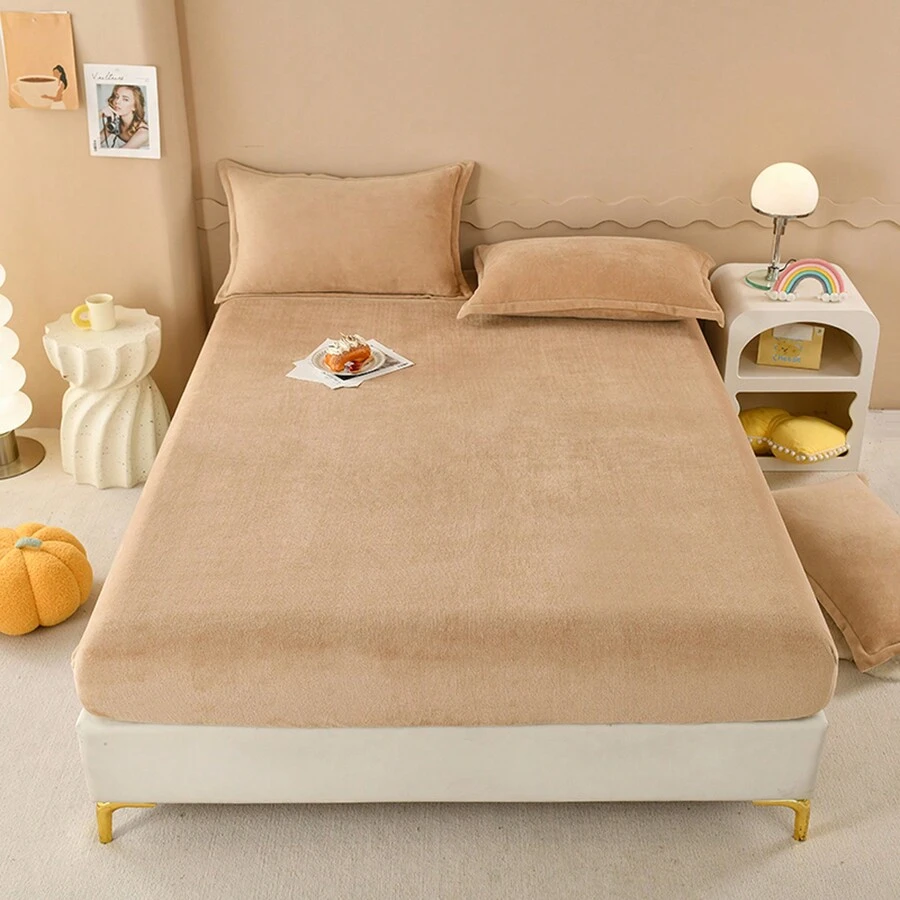 1 tấm ga trải giường vải nỉ dày và mềm, sợi nhỏ, ga trải giường bằng vải nỉ san hô (không có vỏ gối), kết cấu mềm mại, có thể giặt bằng máy/giặt tay, bộ đồ giường thiết yếu cho mùa thu/đông