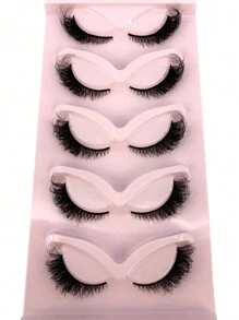 HBZGTLAD 5 Pairs Cat Eye 3D Faux Mink False Eyelashes, Natural, Realistic & Messy. Long & Dense Ends, Soft Lashes, Disheveled Eyelashes Strip Lashes, Lashes, Eyelashes, Fake Lashes - Black - View 3