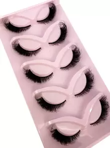 HBZGTLAD 5 Pairs Cat Eye 3D Faux Mink False Eyelashes, Natural, Realistic & Messy. Long & Dense Ends, Soft Lashes, Disheveled Eyelashes Strip Lashes, Lashes, Eyelashes, Fake Lashes - Black - View 4