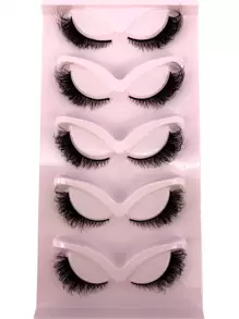 HBZGTLAD 5 Pairs Cat Eye 3D Faux Mink False Eyelashes, Natural, Realistic & Messy. Long & Dense Ends, Soft Lashes, Disheveled Eyelashes Strip Lashes, Lashes, Eyelashes, Fake Lashes - Black - View 2
