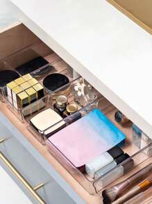 1pc Clear Makeup Organizer, Freely Assembled Cosmetic Storage With Drawers For Home And Office - Clear - View 2