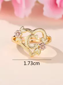 Vanel 1入組時尚宮廷風格雙顏色打開圓環帶心&字母&花元素,26可用,完美禮品適用於適用於日常穿著 - 金黃色 - 查看 12