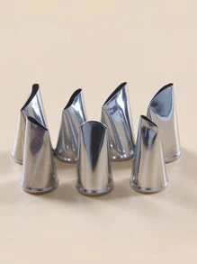 7入組不銹鋼玫瑰花瓣花嘴,裝飾甜點吐司蛋糕餅乾用烘焙工具 - 銀色 - 查看 5