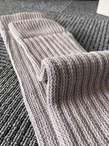 1pair Warm Wool Knitted Long Tube Socks For Men - Beige - View 2