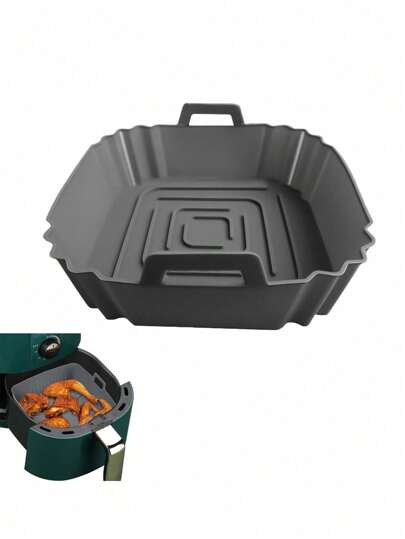 1 pièce Doublure en silicone pour panier de friteuse à air, plateau de cuisson en silicone réutilisable de 19 cm (environ) compatible avec les friteuses à air de 3 à 6 pintes (environ 3,8 l), accessoire de four à friteuse à air résistant à la chaleur et facile à nettoyer