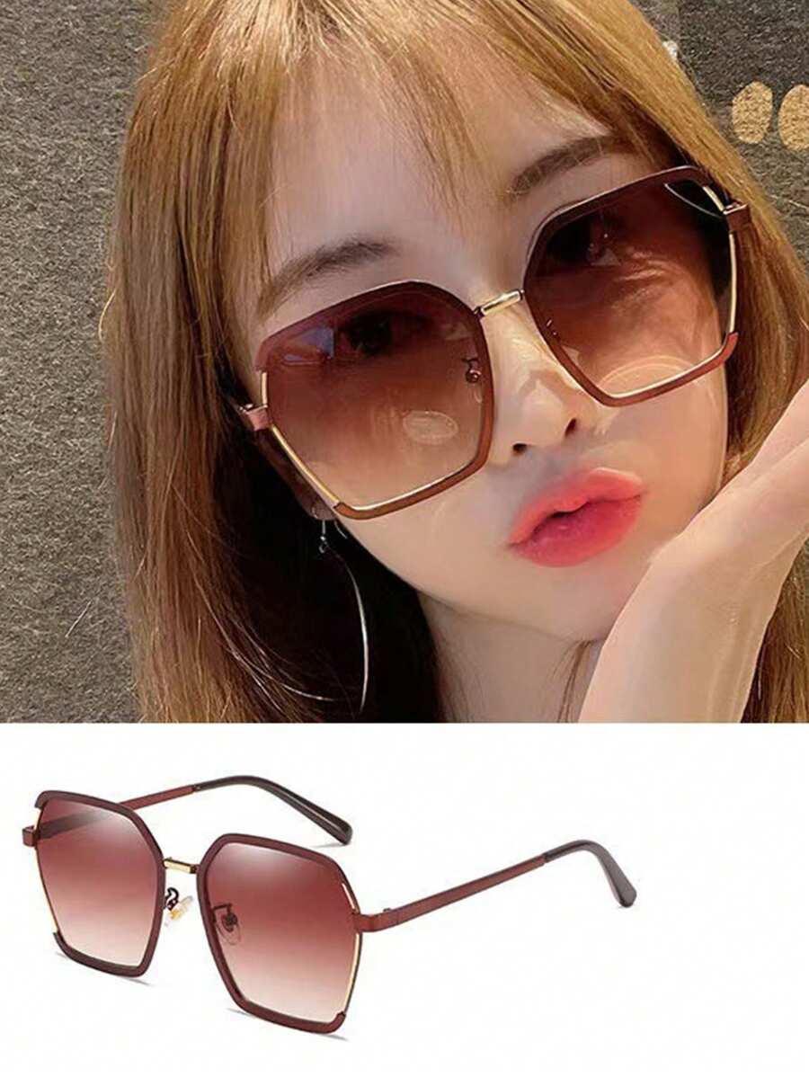 1件装时尚旅行街头风眼镜，优雅時尚眼鏡，沙滩配饰 - 摩卡棕 - 查看 1