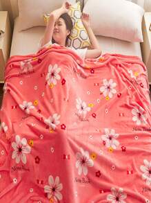 1pc Printed Universal Seasonal Flannel Blanket, Summer Nap Quilt, Golden Mink Blanket For Home Bedroom