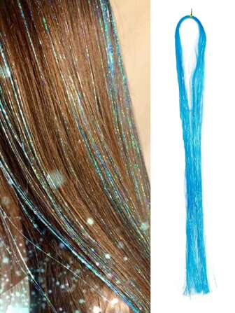 1pc Hair Tinsel Strands Long Staight Hair Extensions For Festivals Party Highlight Hair Pieces Sparkling Shiny Hair Extensions For Halloween