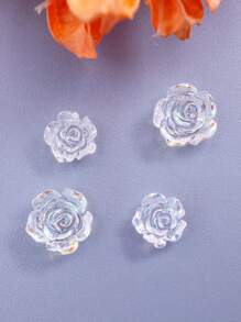 20pcs Aurora Borealis Rose Flower 3d Nail Art Decorations With 2 Sizes, Easy To Paste, Suitable For Wedding, Vacation, And Teenage Girls' Holiday Nails DIY Nail Charms Nail Gems Nail Supplies