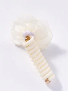 Mesh Flower Elastic Hair Ties With Spiral - Cute Ponytail Holders For Kids
