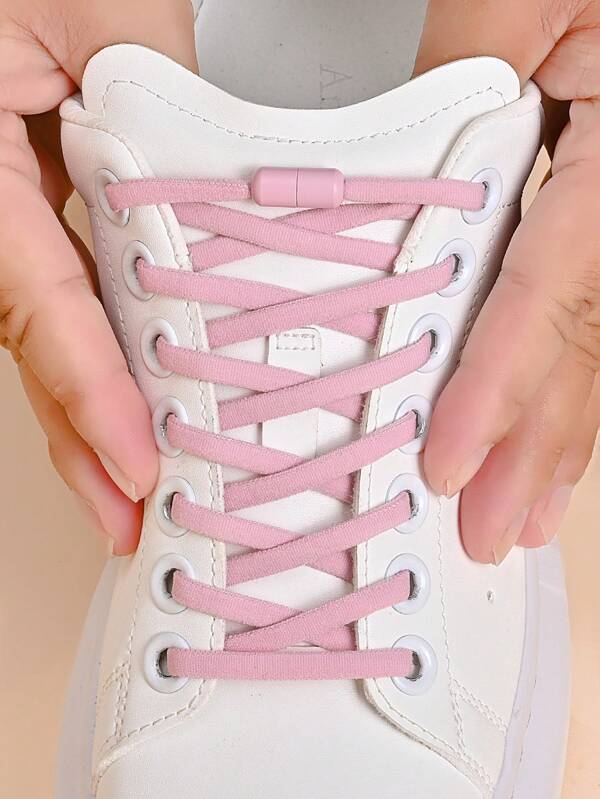 1 Pair Elastic No Tie Shoelaces With Tool For Sneakers And Sports Shoes, Fashionable And Lightweight, For Casual Shoes,White Shoes