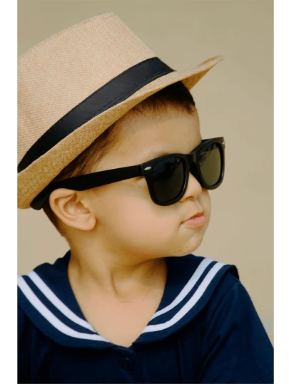 Lentes de sol para niño Gafas de moda  para niños marco estilo retro cuadrados  con remaches