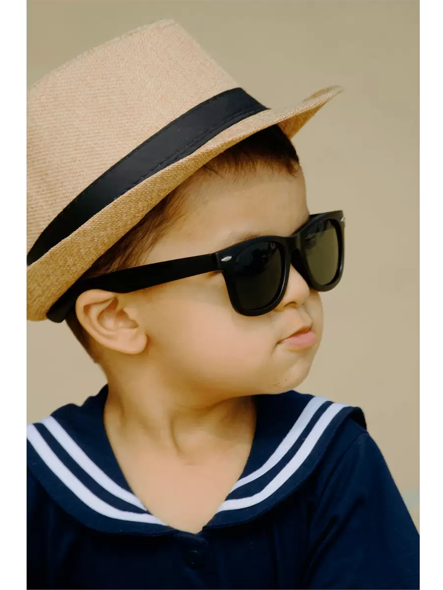 Lentes de sol para niño Gafas de moda  para niños marco estilo retro cuadrados  con remaches - Negro - Ver 1