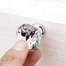 1入組水晶抽屜把手,菱形形狀廚房櫥櫃梳妝台衣櫃拉手柄,3尺寸可用:25mm,30MM,40mm - 銀色 - 查看 2