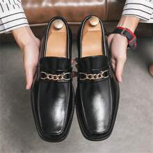 Zapatos Cuadrados Para Hombre Con Punta, Moda Y Conbinable Con Todo - ¡perfecto Para Bodas, Negocios Y Fiestas! - Negro - Ver 2