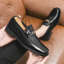 Zapatos Cuadrados Para Hombre Con Punta, Moda Y Conbinable Con Todo - ¡perfecto Para Bodas, Negocios Y Fiestas! - Negro - Ver 3