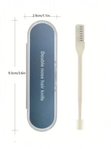 1入組鼻腔頭髮切片機,360度旋轉鼻毛修剪工具鼻毛拔毛器,兩面手動鼻毛修剪工具耳朵和鼻毛修剪工具適合女士和男士 - 米色 - 查看 2