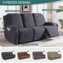 Stretch Recliner Sofa Covers, Reclining Couch Covers With Pockets, Jacquard Reclining Sofa Covers Soft Washable Furniture Protector With Elastic Bottom - Dark Grey - View 4