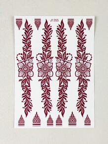 3 hojas de tatuajes temporales de flores color burdeos, tatuajes de moda para mujer, pegatinas de arte corporal resistente al agua para pies y manos - Marrón - Ver 7