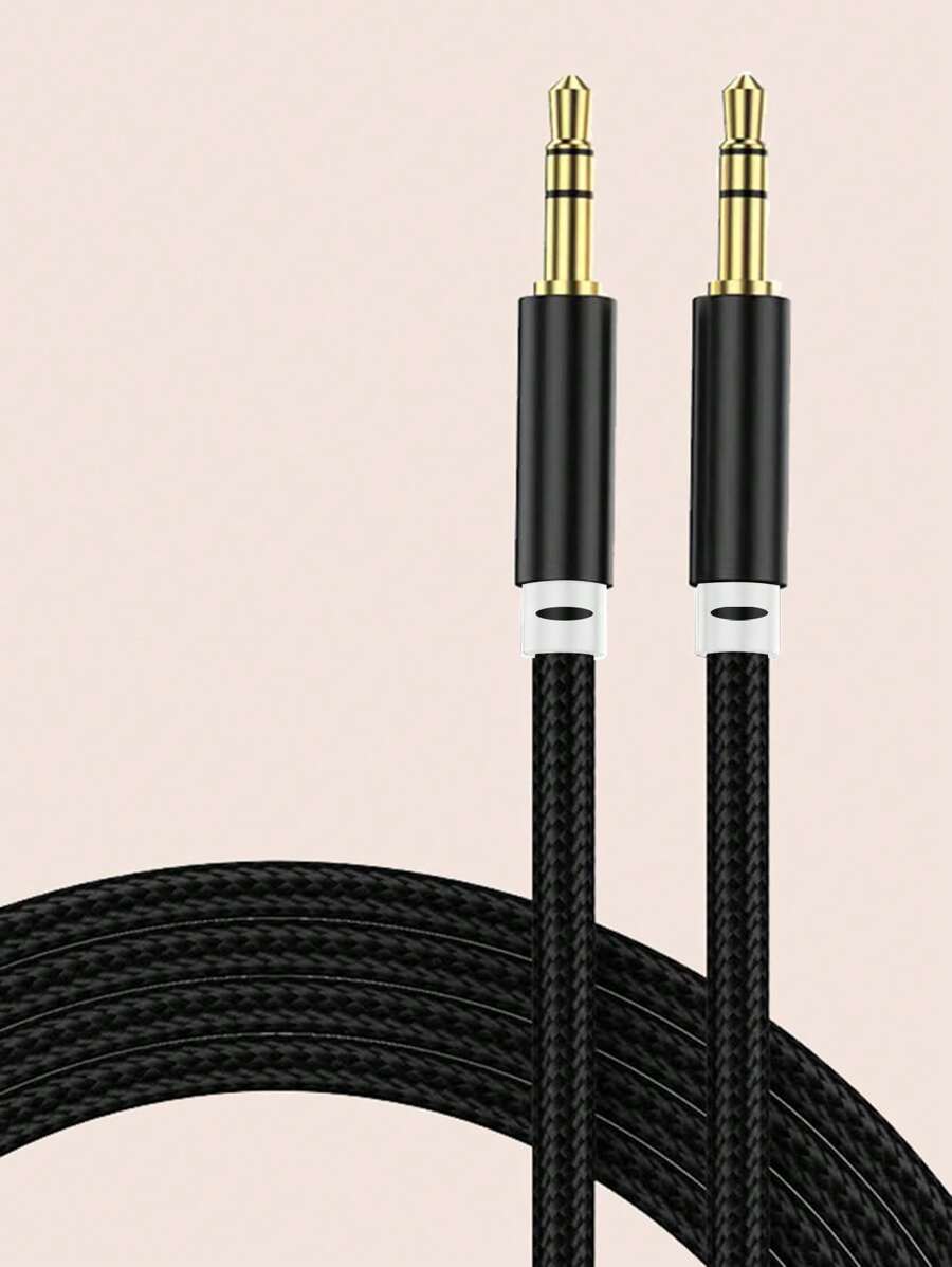 1 条 3.5 毫米编织音频线，适用于手机、汽车 - 黑色 - 查看 1