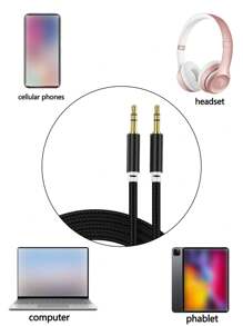 1 条 3.5 毫米编织音频线，适用于手机、汽车 - 黑色 - 查看 7