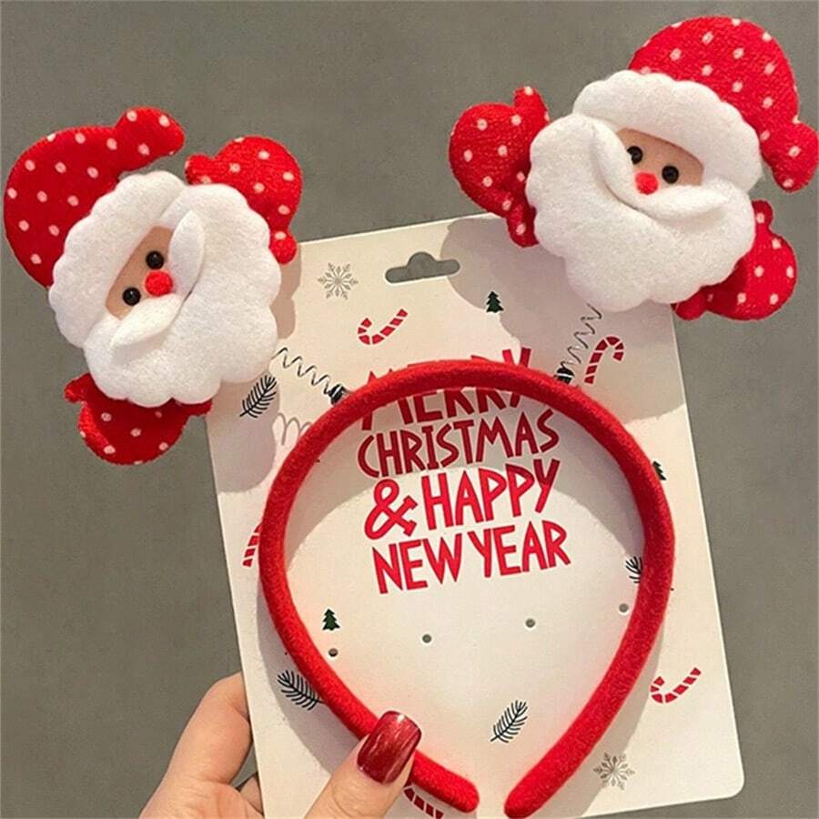 中老年雙頭髮箍,聖誕新年裝飾 - 珊瑚橙 - 查看 1