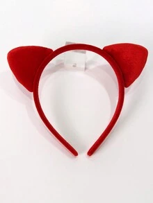 1 Pieza Diadema Con Orejas De Gato Rojas - Rojo - Ver 2