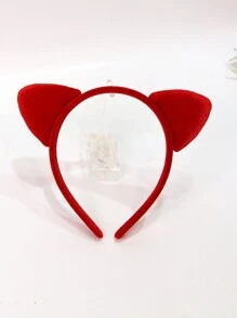 1 Pieza Diadema Con Orejas De Gato Rojas - Rojo - Ver 1