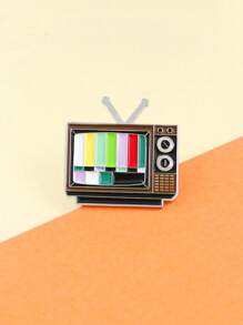 1pc Vintage Television Static Screen Pattern Brooch Collar Pin Badge - Multicolor - View 1
