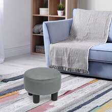 Joveco Ottoman Round Small Foot Rest Stool for Living Room Office Desk or Chair - 灰色 - 查看 1