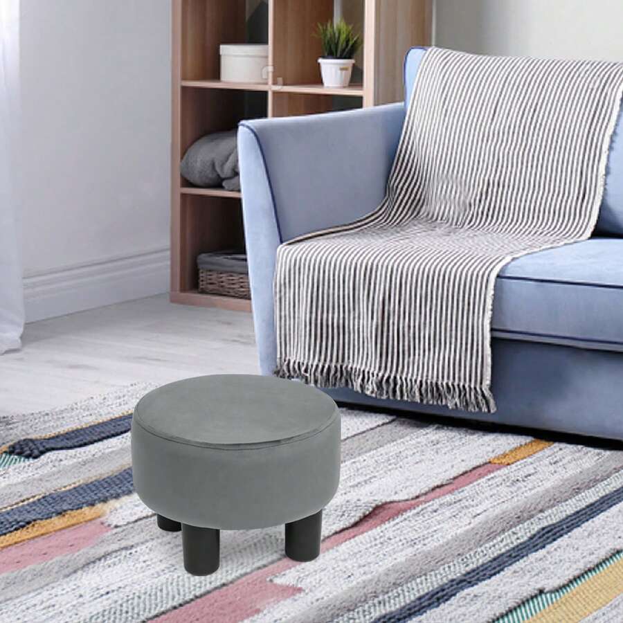 Joveco Ottoman Round Small Foot Rest Stool for Living Room Office Desk or Chair - 灰色 - 查看 1